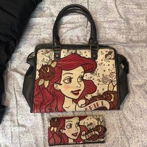 The Little Mermaid Brown Tote and Matching Wallet